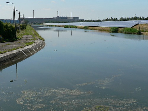 Spandow (GERMANY): inlet canal to the industrial area of Lubmin with its several power plants