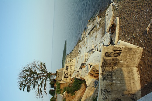 Alexandroupoli (GREECE): Concrete deposits at a beach of Alexandroupoli.