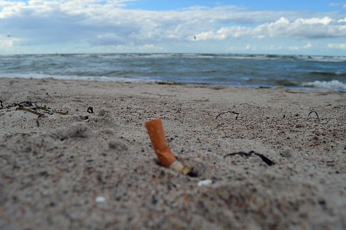 WarnemÃ¼nde (GERMANY): Cigarette butt at the beach of Warnemünde